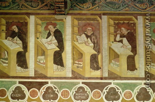 Four Dominican Monks at their Desks, from the cycle of Forty Illustrious Members of the Dominican Order, in the Chapterhouse, 1342 - Tommaso da Modena Barisino or Rabisino