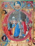 Corale B 26 c.113r Historiated initial C depicting the Presentation in the Temple, with a portrait of Lorenzo the Magnificent 1449-92 by a column on the right hand side 2 - di Baldassare (Frate Eustachio) Tommaso