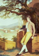 Portrait of Colonel David La Touche of Marcey with the Amphitheatre of Taormina and Etna Behind - Anna Nistri Tonelli
