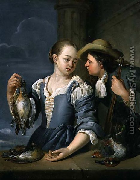 A Young Couple Returning from Shooting with Game, 1678 - Jacob Toorenvliet