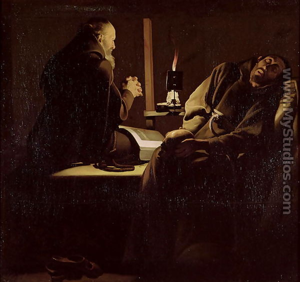 The Ecstasy of St. Francis, A Monk at Prayer with a Dying Monk, 1640-45 - Georges de La Tour