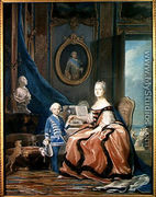 Portrait of Marie-Josephe de Saxe 1731-67 Dauphine of France and her son Louis Joseph Xavier de France 1751-61 Duke of Burgundy, c.1760-61  - Maurice Quentin de La Tour