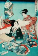 Two Women Reading Scrolls - Toyokuni