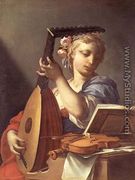 Personification of Music A Young Woman Playing a Lute - Francesco Trevisani
