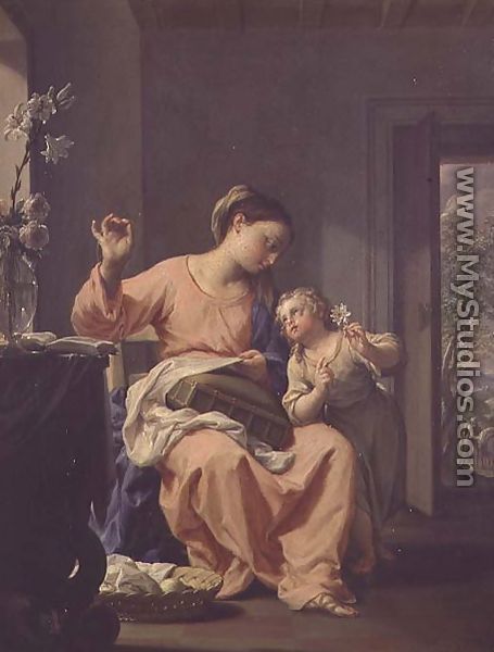 Madonna Sewing, 1690  - Francesco Trevisani