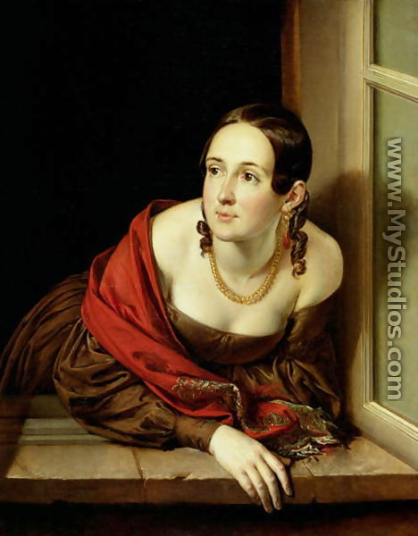 Woman at her Window or, The Wife of a Treasurer, 1841 - Vasili Andreevich Tropinin