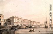 View of Palace Embankment, engraved by Karl Petrovich Beggrov 1799-1875, 1826 - (after) Sabat, K. and Shiflard, S.