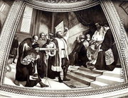 Galileo 1564-1642 presenting his telescope to the Venetian senate, from The Trial of Galileo - Luigi Sabatelli
