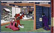 A scene from the 9th act of a kabuki play, Kanadehon Chushingura, a tale of revenge based on the forty-seven ronin incident of 1703, c.1870 - Sadanobu
