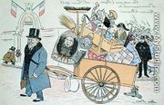 Caricature of Raymond Poincare 1860-1934 moving to the Elysee Palace, February 1913  - Xavier Sager