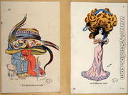 La Derniere Mode, fashion plates caricaturing hair and hat styles, 1909 - Xavier Sager