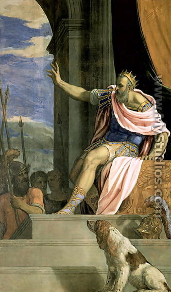 Saul throwing the lance at the head of David - Francesco de