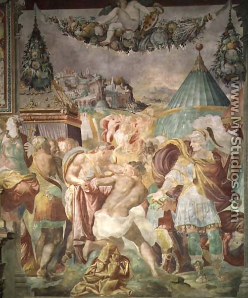 Marcus Furius Camillus 447-365 BC punishing the master of Falerii in 394 BC, from the Sala dellUdienza, 1545 - Francesco de