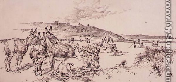 Donkeys on the Golf Course, illustration from Graphic magazine, pub. c.1870 - Henry Sandercock