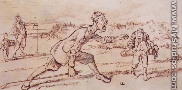 Shouting at the Caddie, illustration from Graphic magazine, pub. c.1870  - Henry Sandercock