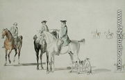The Duke of Cumberland with a Gentleman and a Groom, all Mounted, and Dogs - Paul Sandby