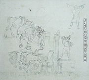 Studies of a carter pumping water for his horses - Paul Sandby