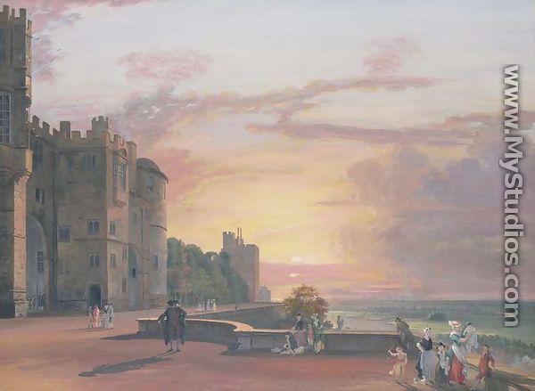 Windsor Castle North Terrace looking west at sunset - Paul Sandby