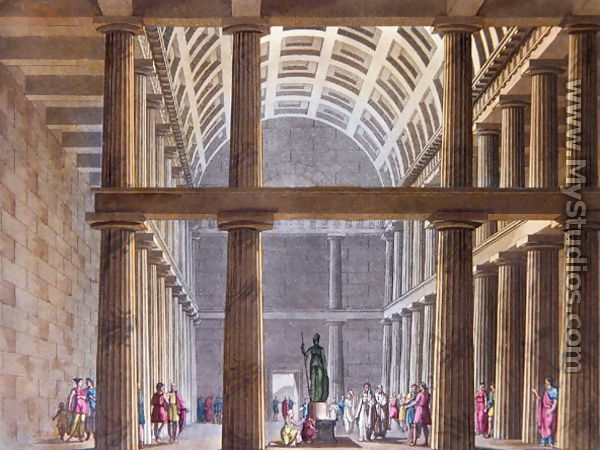 The Interior of the Parthenon, illustration from Le Costume Ancien ou Moderne by Jules Ferrario, engraved by G. Castellini, Milan 1821 - Alessandro Sanquirico