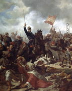 General Juan Prim y Prats 1814-70 leading the Catalan Volunteers to the Battle of Alba de Tormes, 1865 - Francisco Sans y Cabot