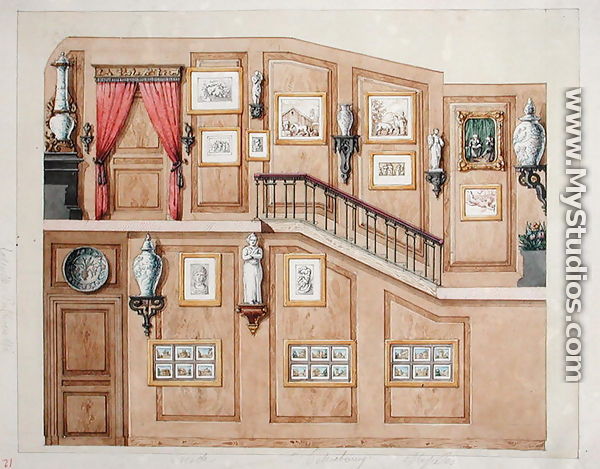 Staircase at rue Fortunee, house bought by Balzac in 1847, 1851 - M. Santi