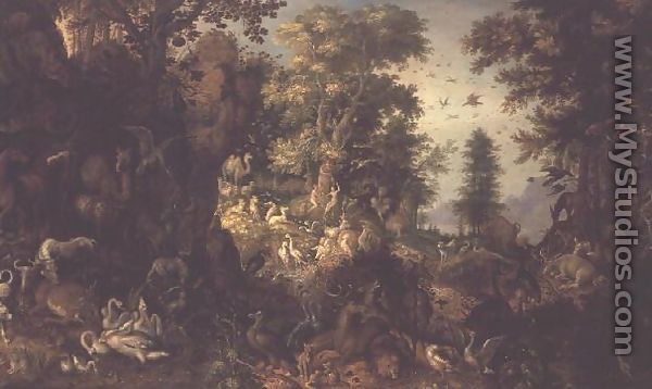 Adam and Eve in the Garden of Eden - Roelandt Jacobsz Savery