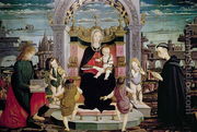 Virgin and Child Enthroned with St. John the Evangelist and the Blessed Giacomo Bertoni - Leonardo I Scaletti