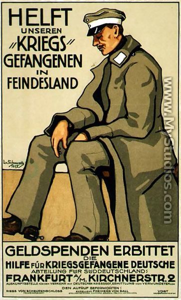 Help our Prisoners of War in Enemy Territory, German poster, 1915  - Lina von Schauroth