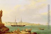 H.M.S. Vesuvius leaving Grand Harbour, Valletta, Malta - John or Giovanni Schranz