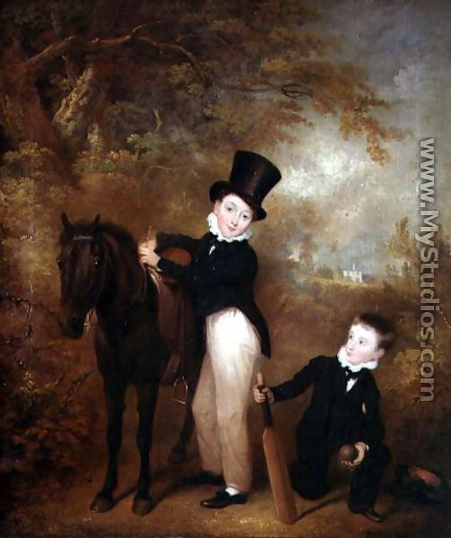 Portrait of William and Charles Chadwick at Burley Lodge, 1824 - Charles Henry Schwanfelder