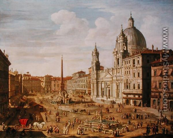Piazza Navona, Rome, looking South towards Palazzo Pamphilj and Palazzo Massimo Lancellotti - Salvatore Colonelli Sciarra