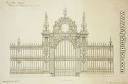New College Oxford Proposed Gates and Railing for Entrance to Garden, 1874 2 - Sir George Gilbert Scott