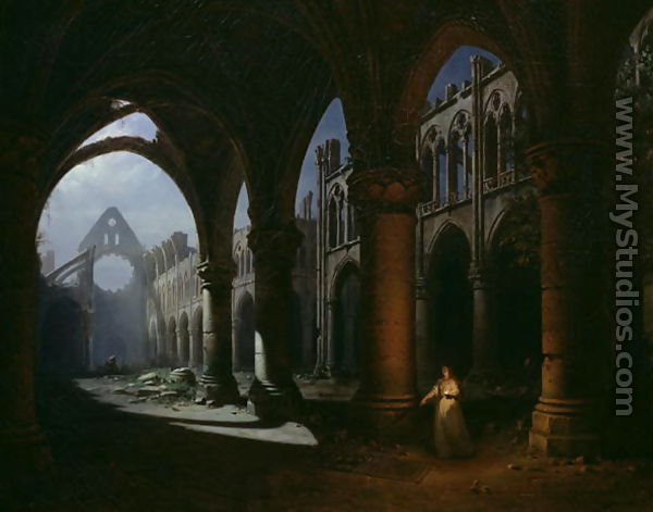 Interior of an Abbey in Ruins, 1848 - Hyppolyte Victor Valentin Sebron