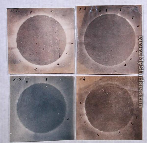 Four views of the solar eclipse of 18th July 1860 - Angelo Secchi