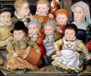 Portrait of a mother with her eight children, 1565 - Jacob Seisenegger