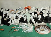 Gamblers in the casino at Monte-Carlo. c.1910  - Georges Goursat Sem