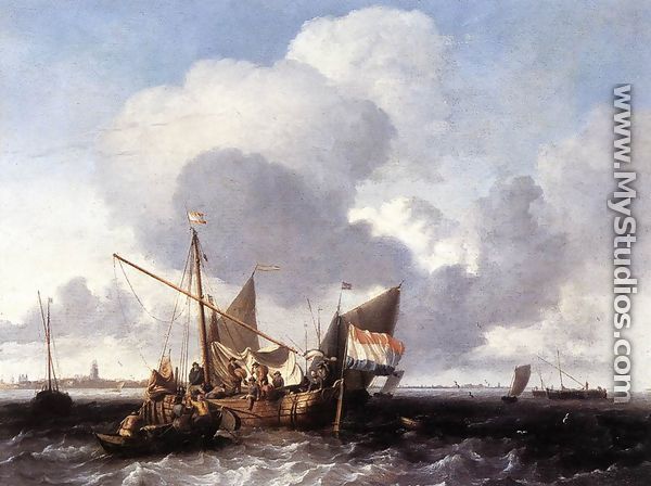 Ships On The Zuiderzee Before The Fort Of Naarden 1660s - Ludolf Backhuysen