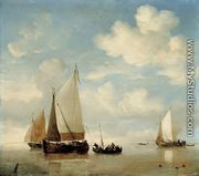 Calm   Dutch Smalschips And A Rowing Boat - Willem van de, the Younger Velde