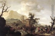 Stag Hunt in a River 1650s - Philips Wouwerman