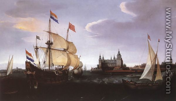 Arrival of a Dutch Three-master at Schloss Kronberg 1614 - Hendrick Cornelisz. Vroom