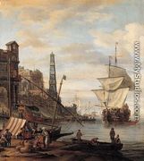 Mediterranean Harbour Scene - Abraham Storck