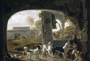 Huntsman Feeding His Dogs c. 1652 - Cornelis Saftleven