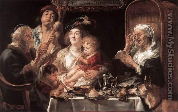 As The Old Sang The Young Play Pipes - Jacob Jordaens