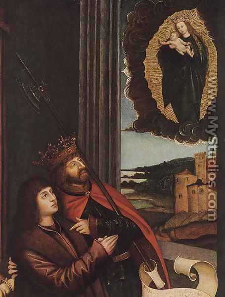 St Ladislas Presents Wladislav II and his Sons to the Virgin (detail) 1511-12 - Bernhard Strigel