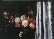 Flower Still-Life with Curtain 1658 - Adrian Van Der Spelt