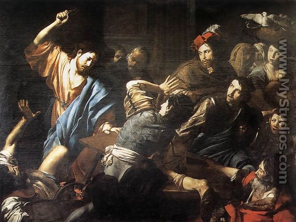 Christ Driving the Money Changers out of the Temple c. 1618 - Jean de Boulogne Valentin