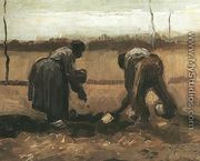 Peasant And Peasant Woman Planting Potatoes - Vincent Van Gogh