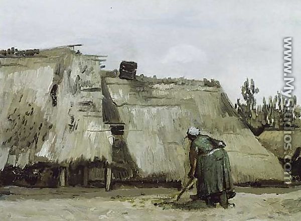 Peasant Woman Digging In Front Of Her Cottage - Vincent Van Gogh