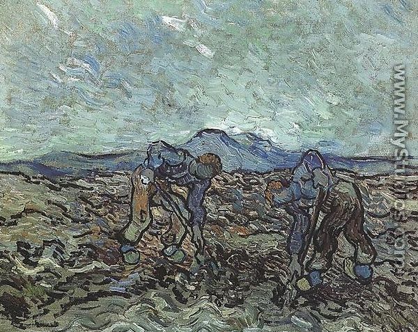 Peasants Lifting Potatoes - Vincent Van Gogh