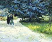 Public Garden With Couple And Blue Fir Tree: The Poets Garden III - Vincent Van Gogh